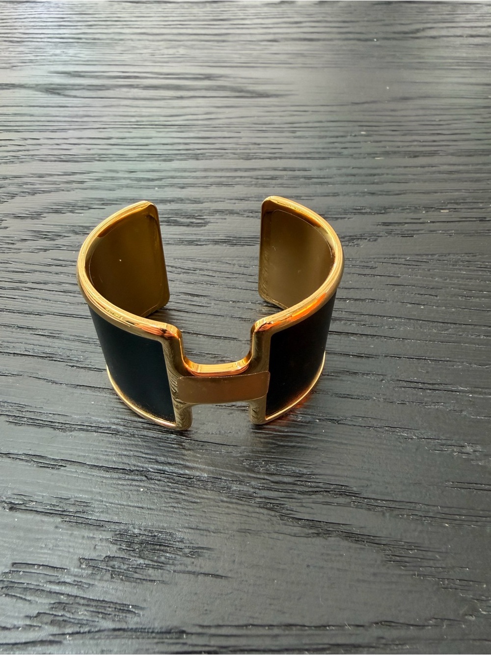 Hermès Athena Bracelet T2 Noir Black Box Calfskin Gold H500373FC Authentic